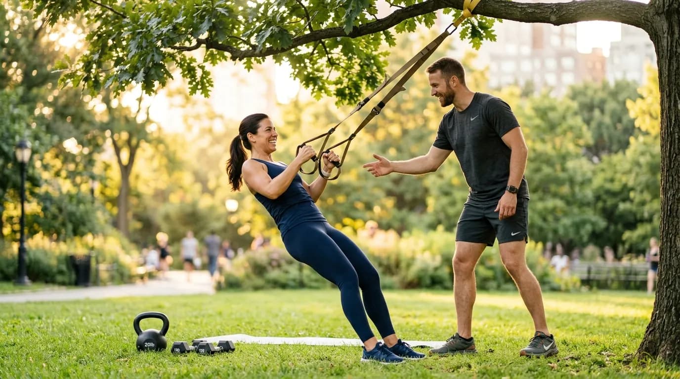 Coach sportif encadrant un élève